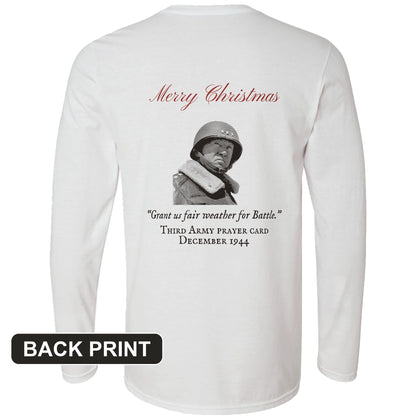 Patton Christmas Card Fair Weather For Battle Back Print Long Sleeve T-Shirt