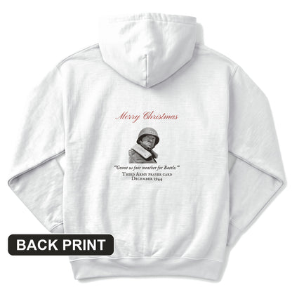 Patton Christmas Card Fair Weather For Battle Back Print Hoodie