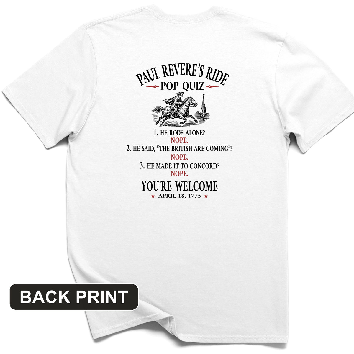 Paul Revere Quiz Back Print T-Shirt