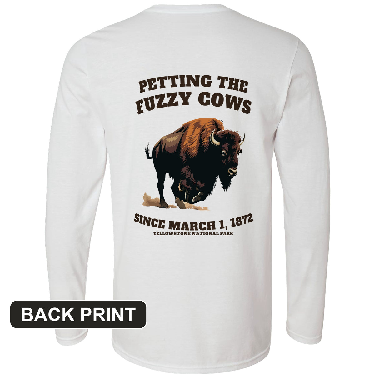 Petting The Fuzzy Cows Back Print Long Sleeve T-Shirt