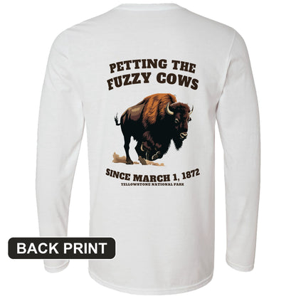 Petting The Fuzzy Cows Back Print Long Sleeve T-Shirt