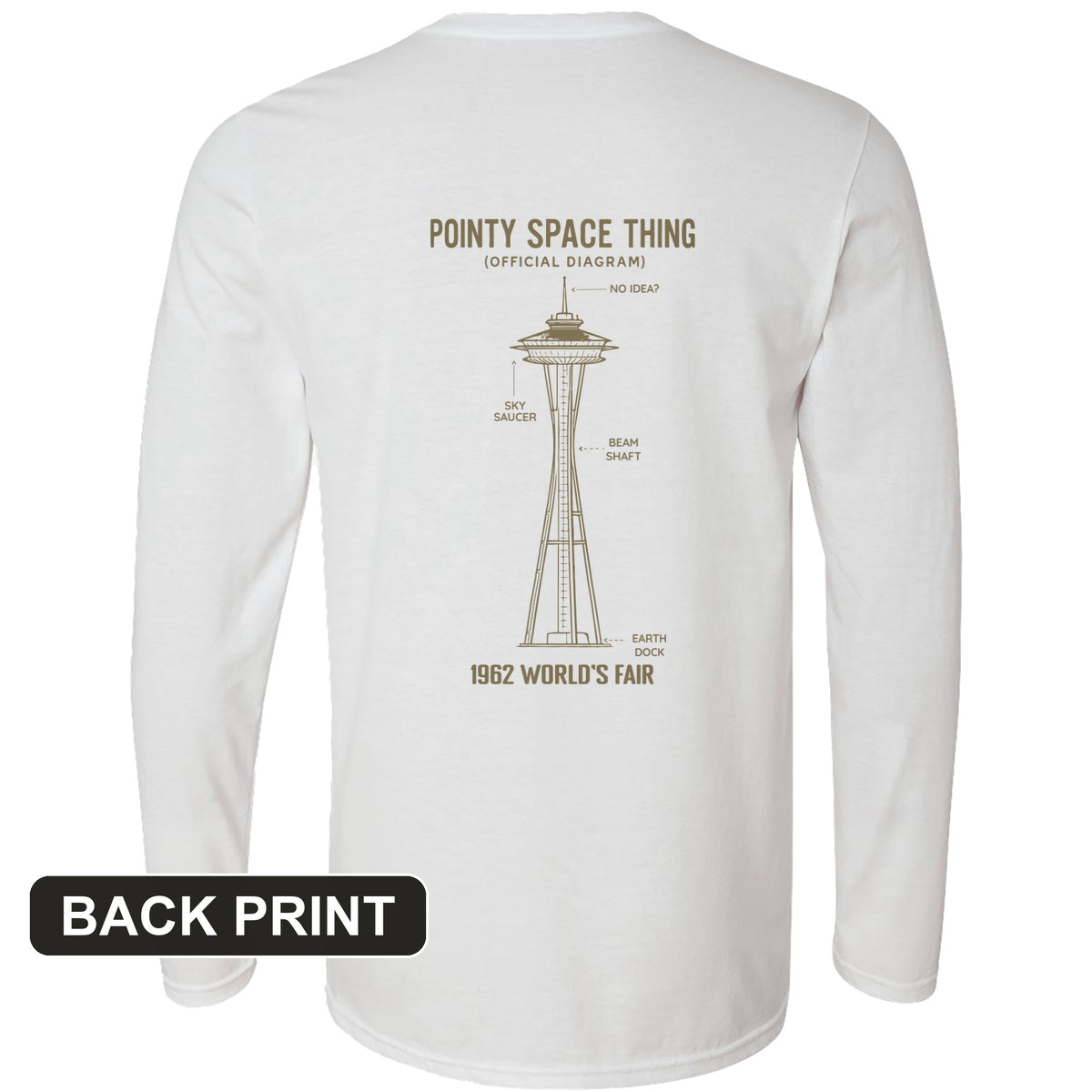 Pointy Space Thing Back Print Long Sleeve T-Shirt