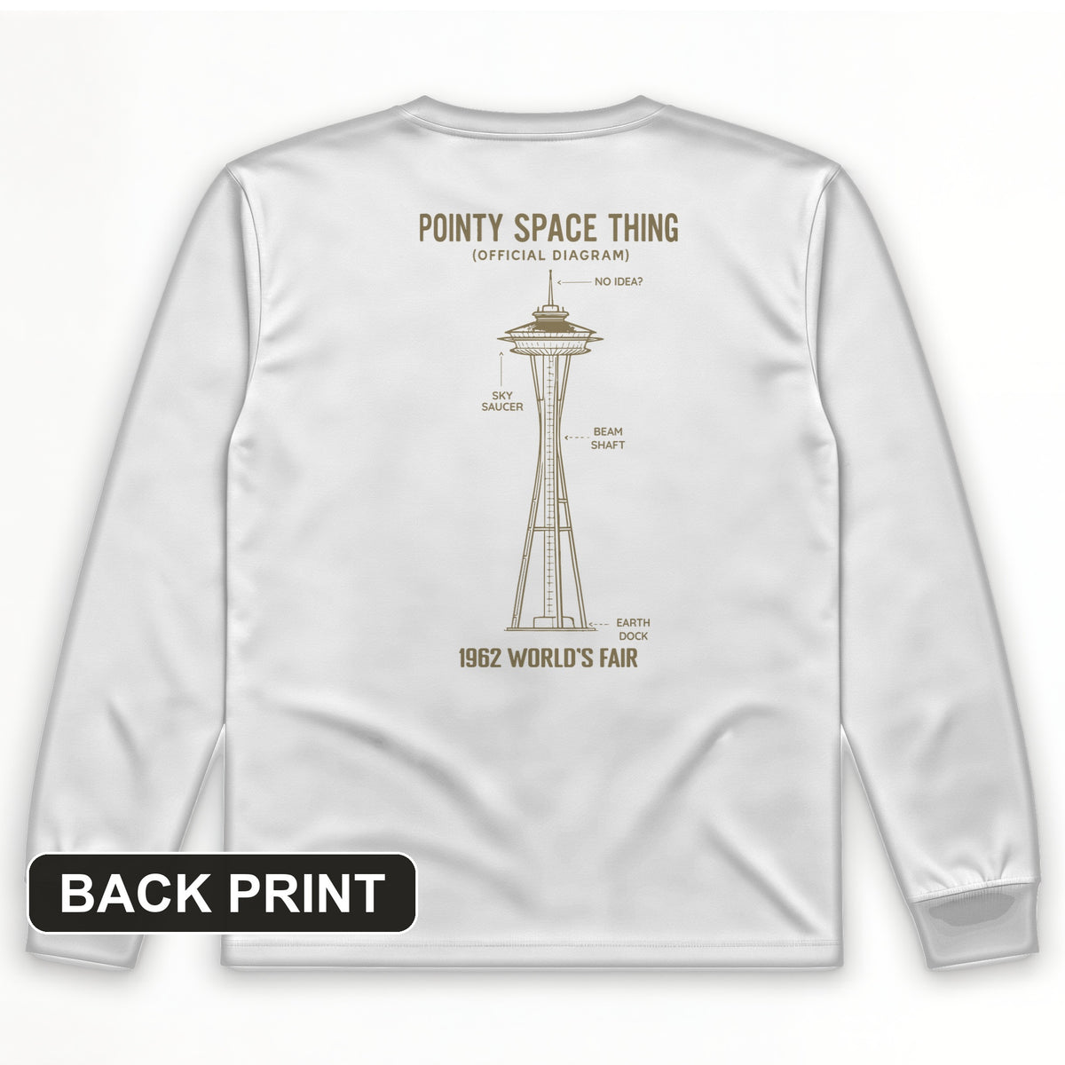 Pointy Space Thing Back Print Long Sleeve T-Shirt