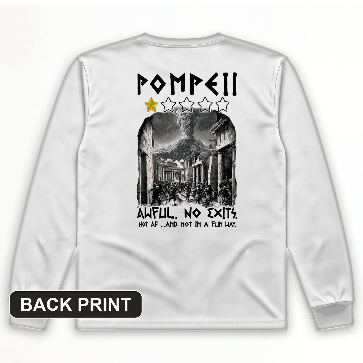 Pompeii 1 Star Back Print Long Sleeve T-Shirt