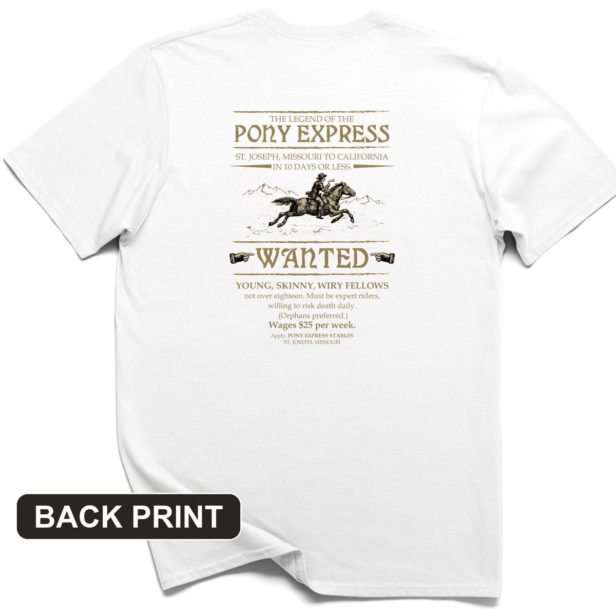Pony Express Poster Back Print T-Shirt
