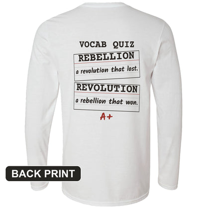 Rebellion Vs Revolution Flash Cards Back Print Long Sleeve T-Shirt