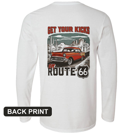 Route 66 Billboard Back Print Long Sleeve T-Shirt