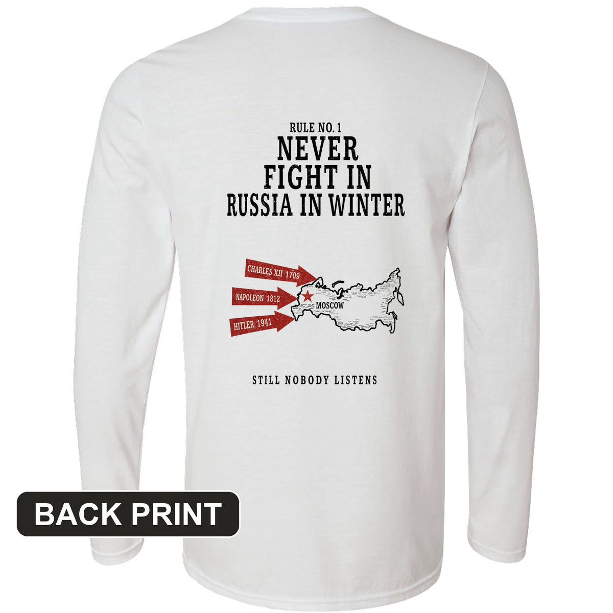 Russia In Winter Back Print Long Sleeve T-Shirt