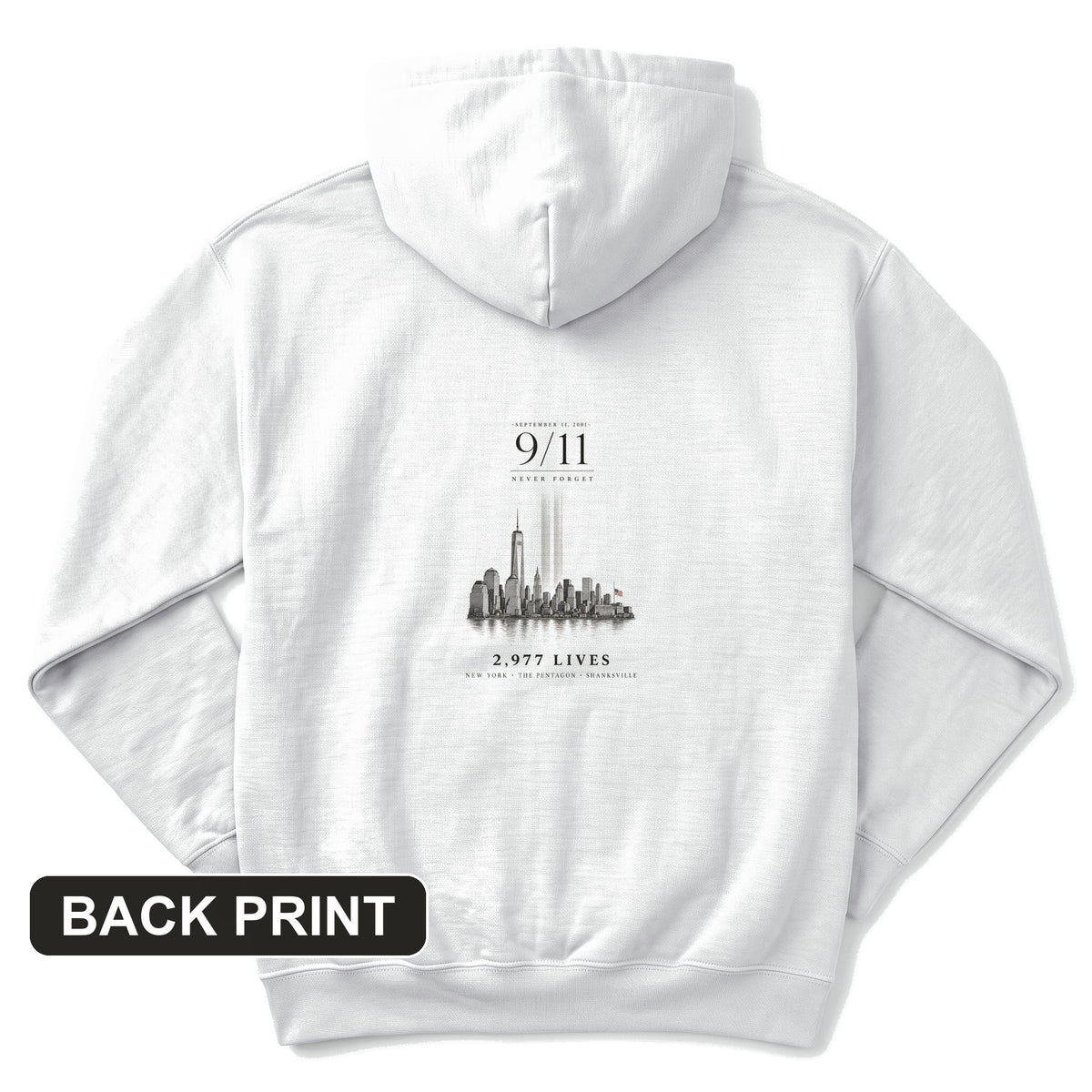 September 11 Never Forget Back Print Hoodie