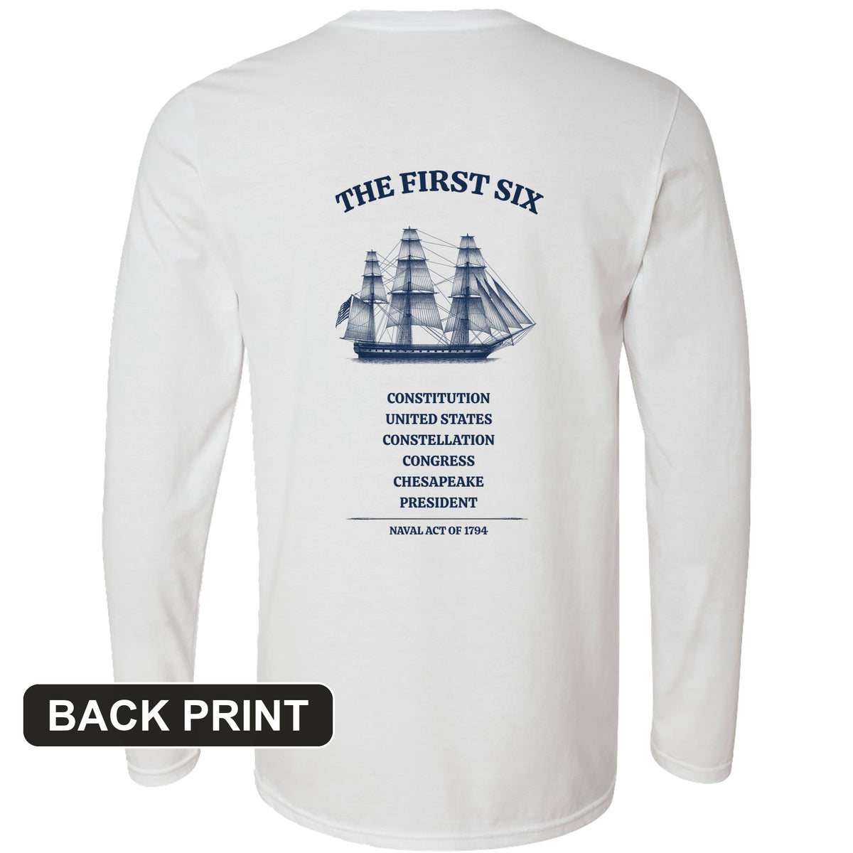 Six Frigates Back Print Long Sleeve T-Shirt