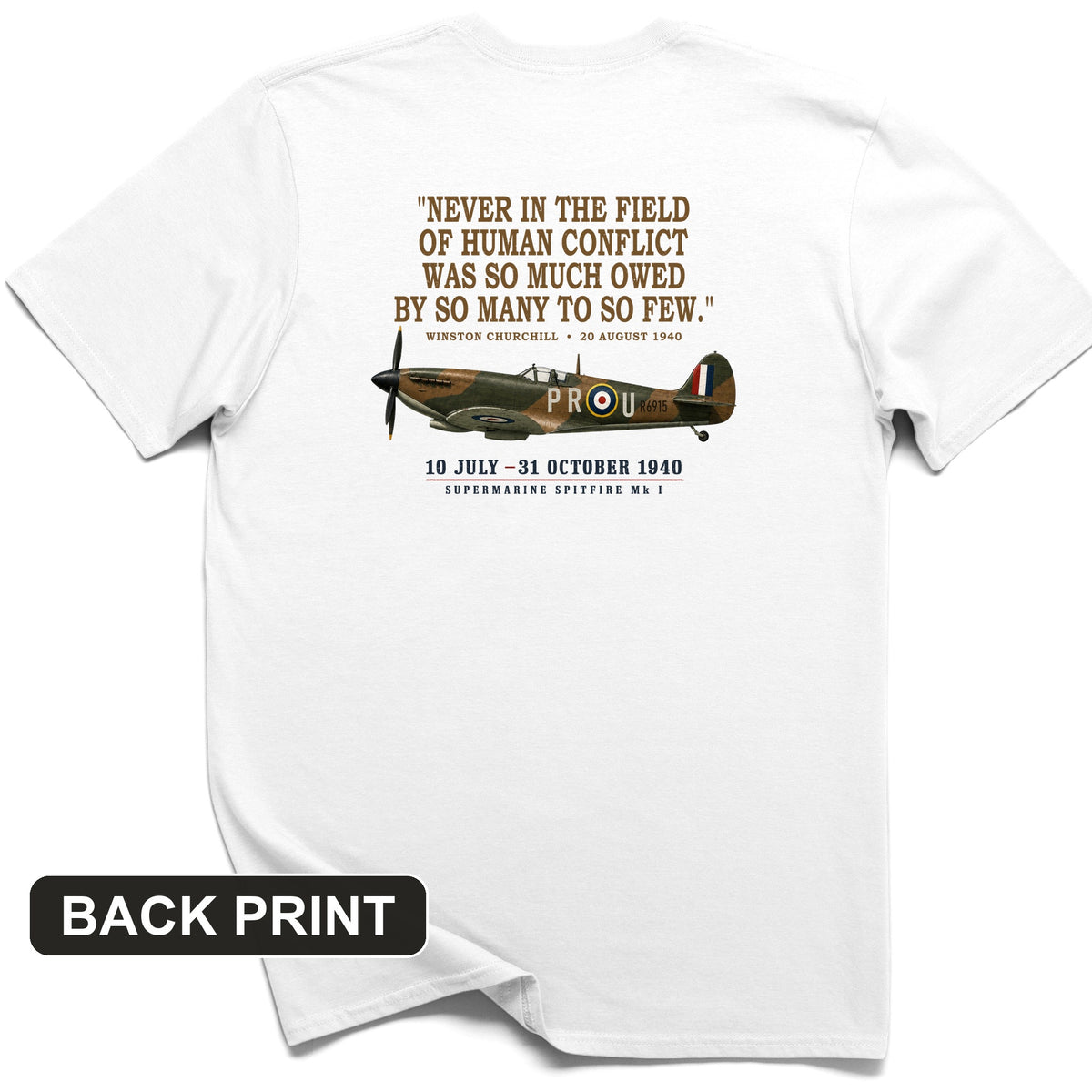 Spitfire So Few Quote Back Print T-Shirt