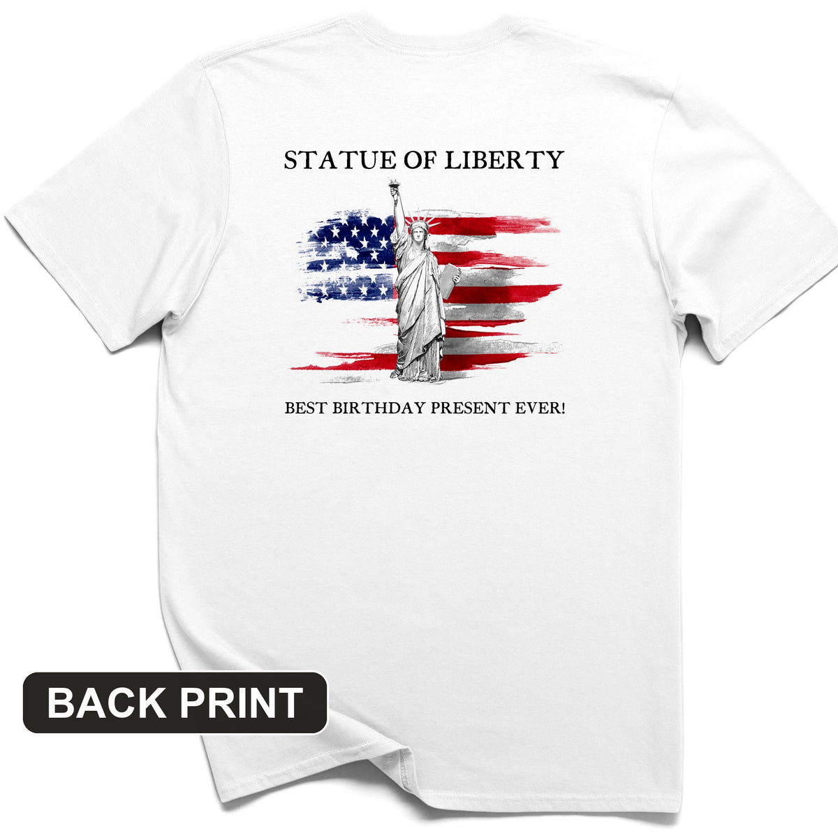 Statue Of Liberty Back Print T-Shirt