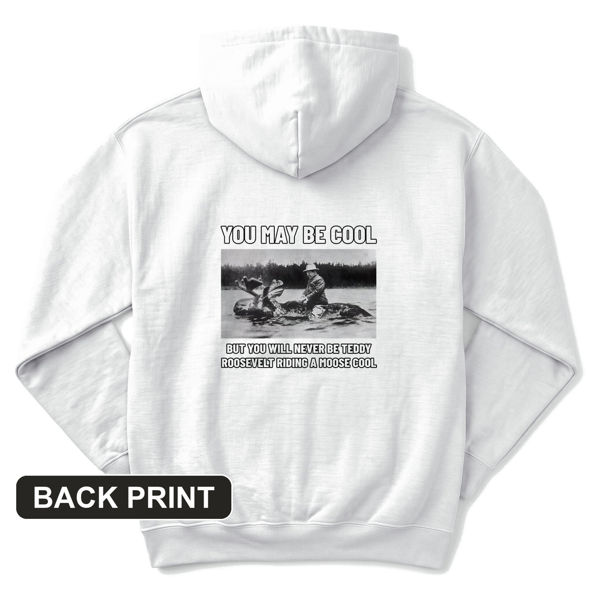 Teddy Riding Moose Back Print Hoodie