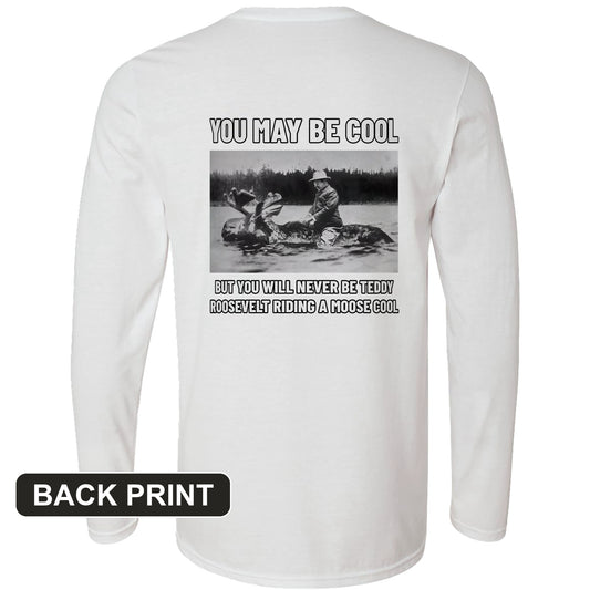 Teddy Riding Moose Back Print Long Sleeve T-Shirt