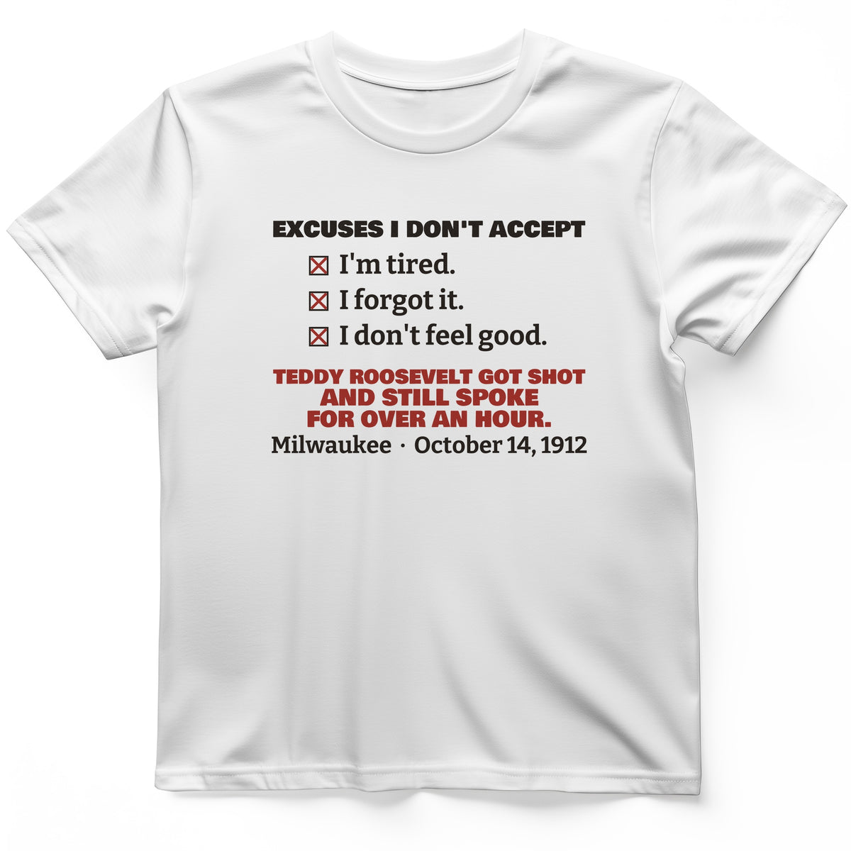 Teddy Roosevelt No Excuses T-Shirt
