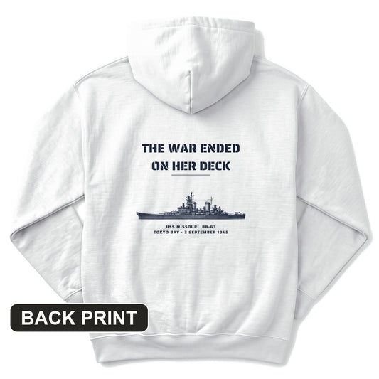 The War Ended On Her Deck Back Print Hoodie