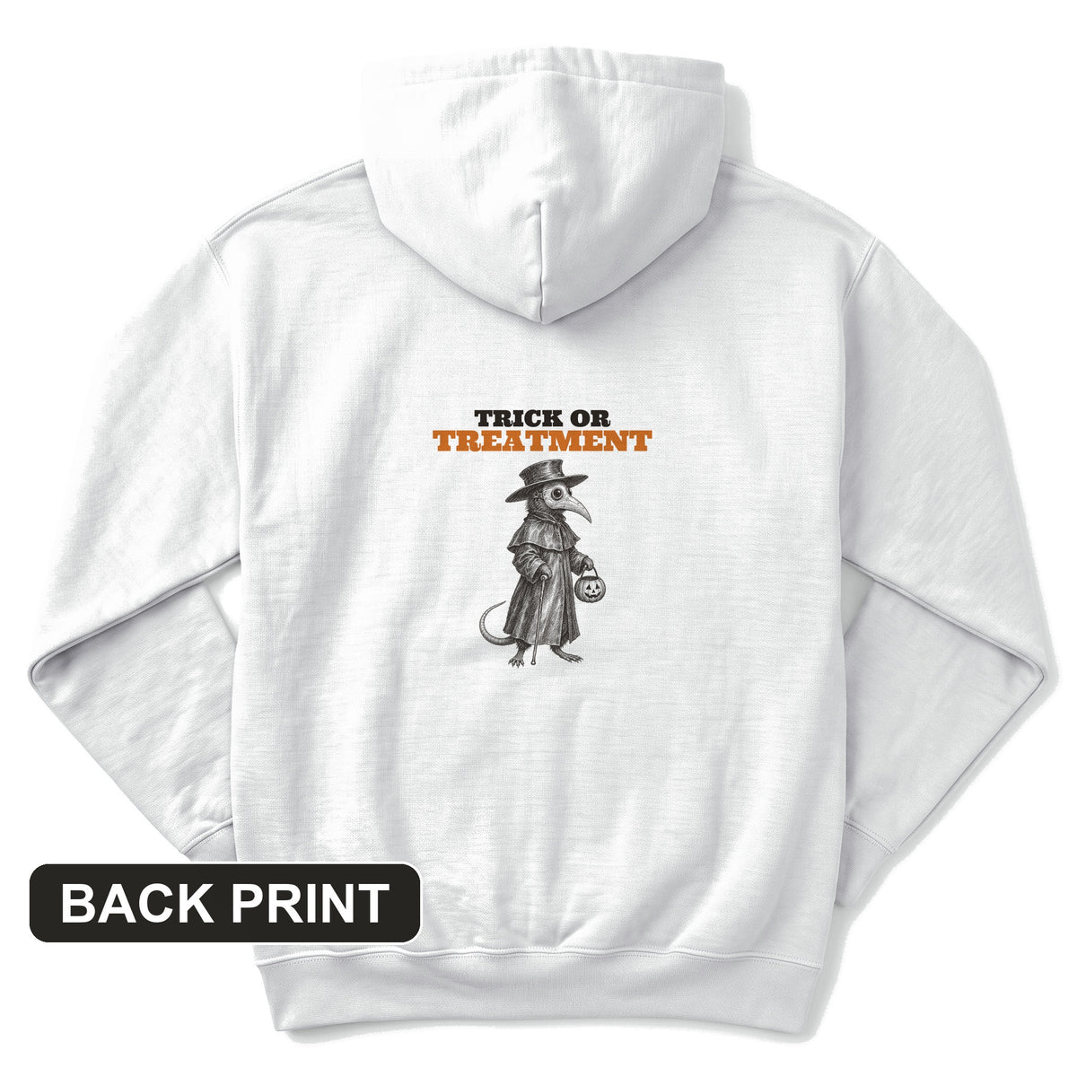 Trick Or Treatment Plague Rat Back Print Hoodie