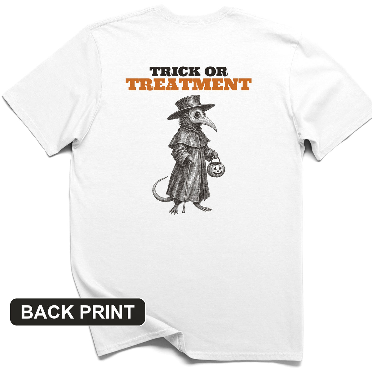 Trick Or Treatment Plague Rat Back Print T-Shirt