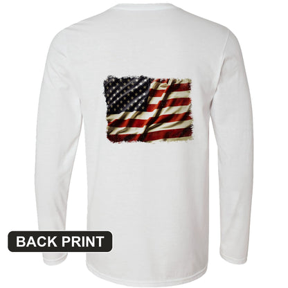 USA Flag Back Print Long Sleeve T-Shirt
