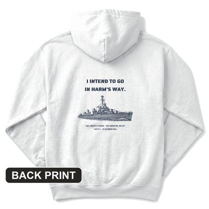 USS Johnston In Harm's Way Back Print Hoodie