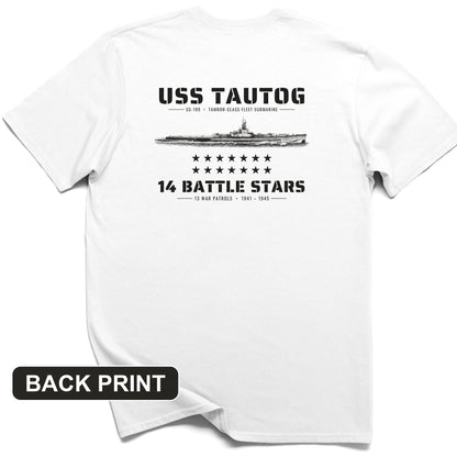 USS Tautog 14 Battle Stars Back Print T-Shirt