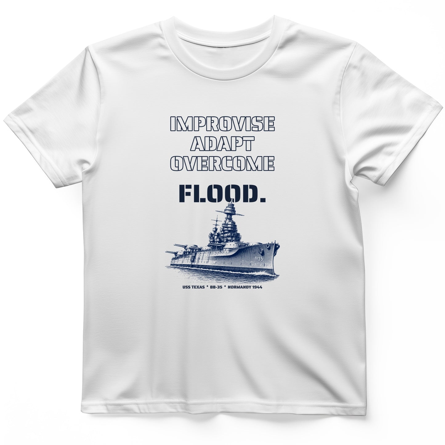 USS Texas - Improvise Adapt Overcome Flood T-Shirt