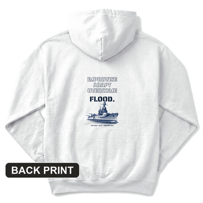 USS Texas - Improvise Adapt Overcome Flood Back Print Hoodie