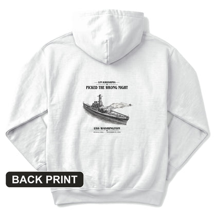 USS Washington at Guadalcanal Back Print Hoodie