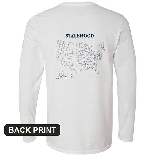 US Statehood Back Print Long Sleeve T-Shirt