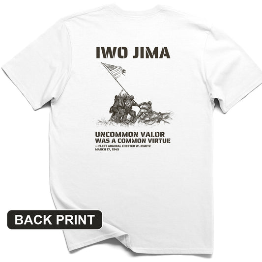 Uncommon Valor Iwo Jima Back Print T-Shirt