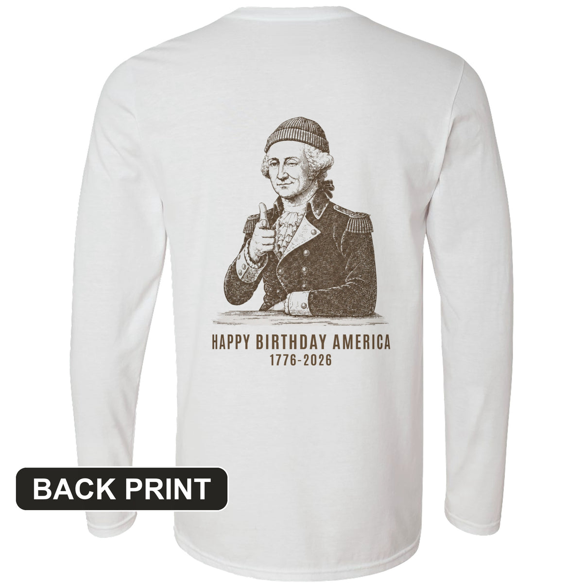 Washington Beanie Back Print Long Sleeve T-Shirt