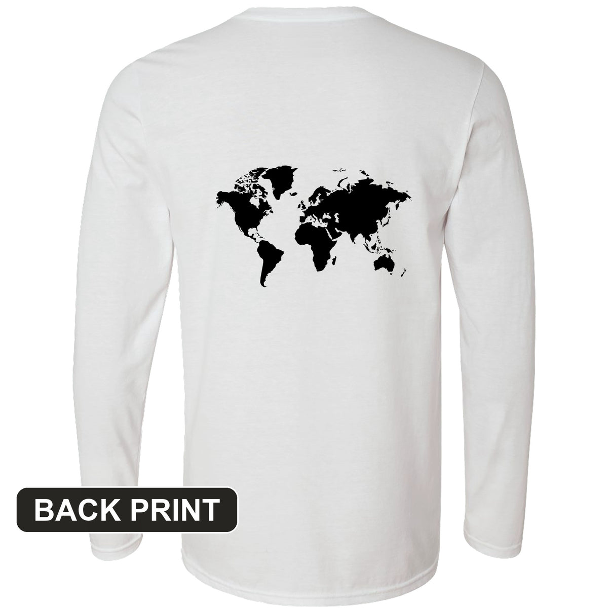 World Map Back Print Long Sleeve T-Shirt