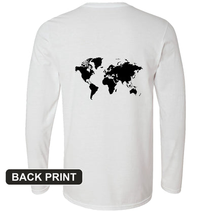 World Map Back Print Long Sleeve T-Shirt