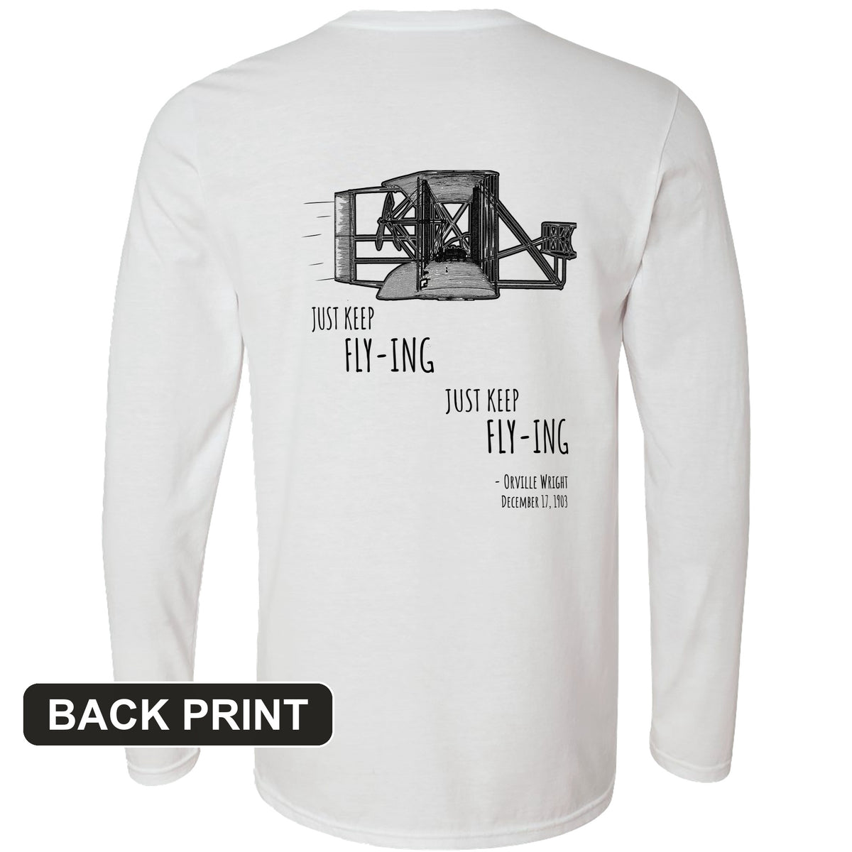 Wright Brothers Back Print Long Sleeve T-Shirt