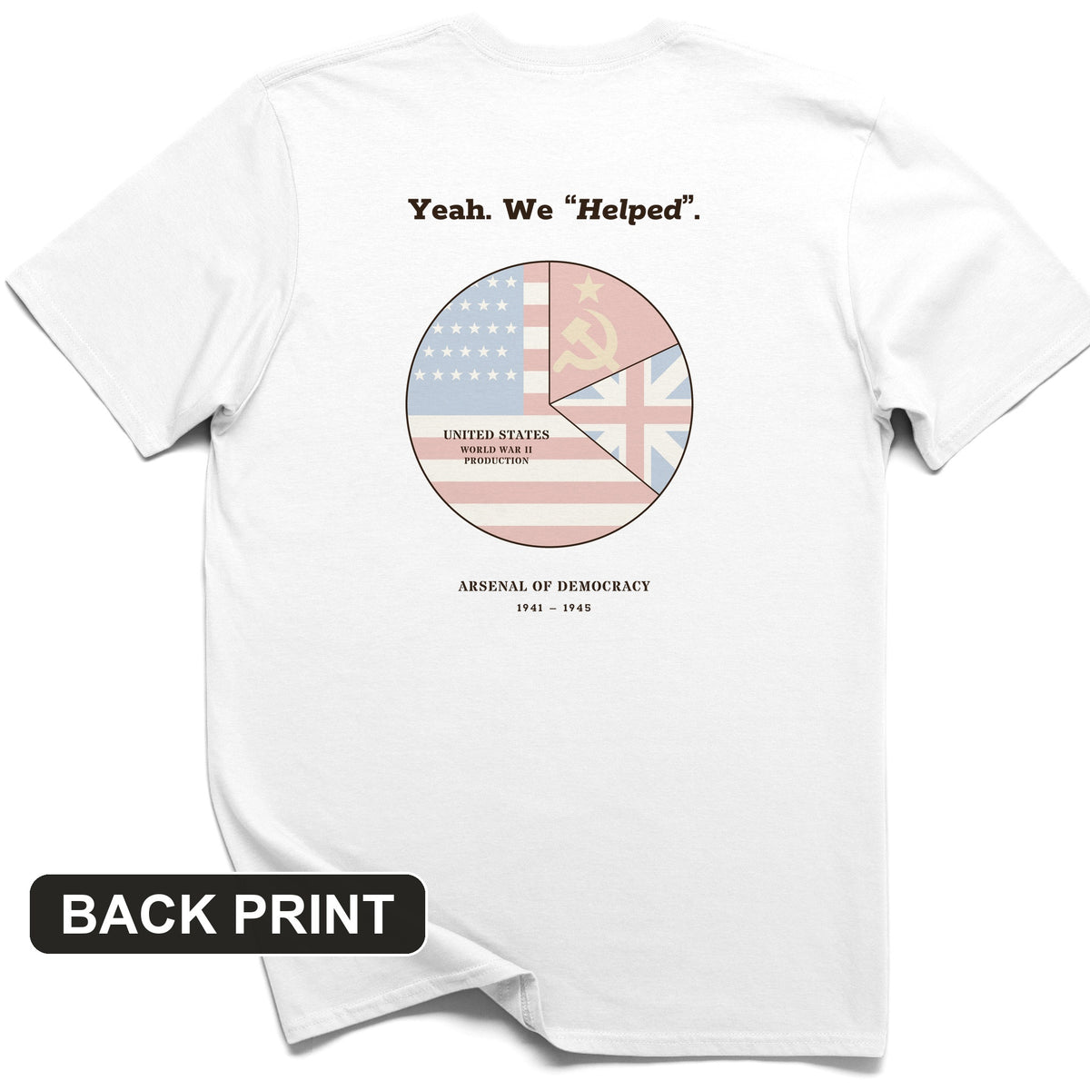 Yeah We Helped Arsenal of Democracy Back Print T-Shirt