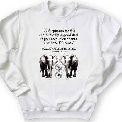 2 Elephants for 50 Cents Crewneck