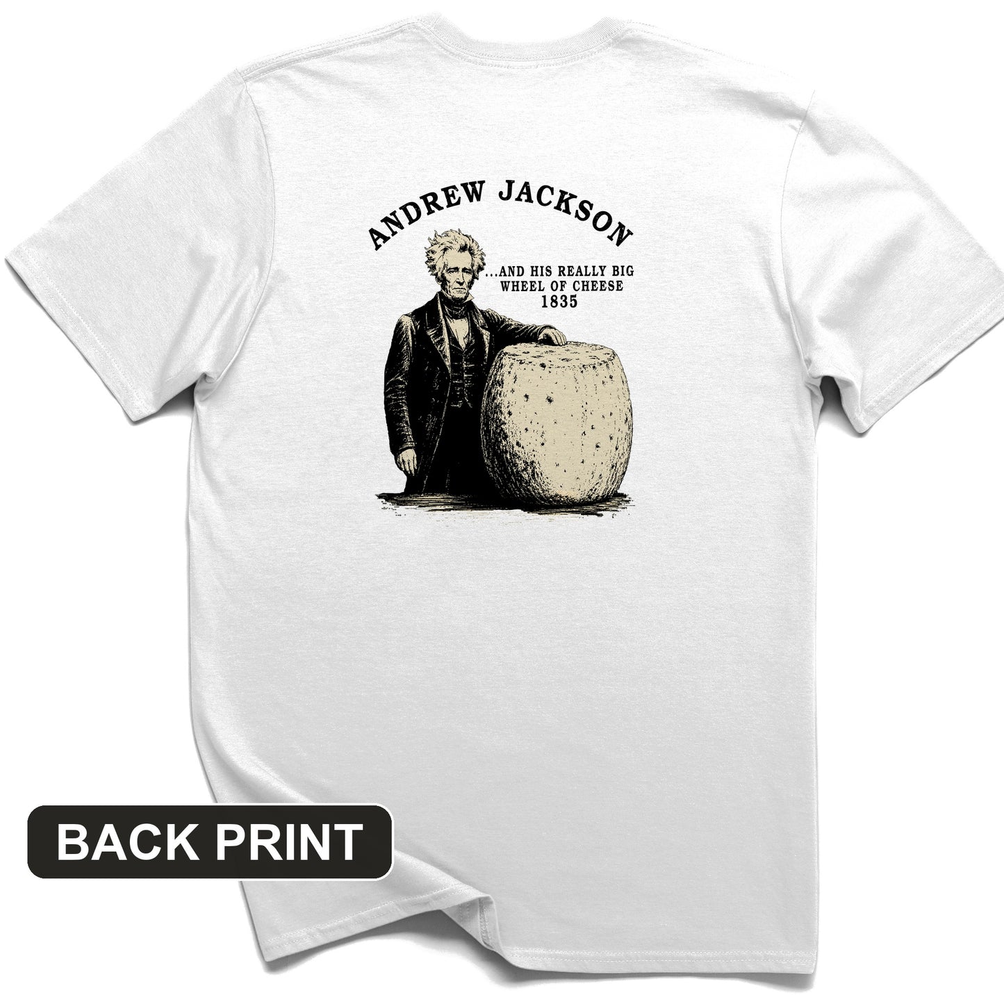 Cheese Wheel Back Print T-Shirt
