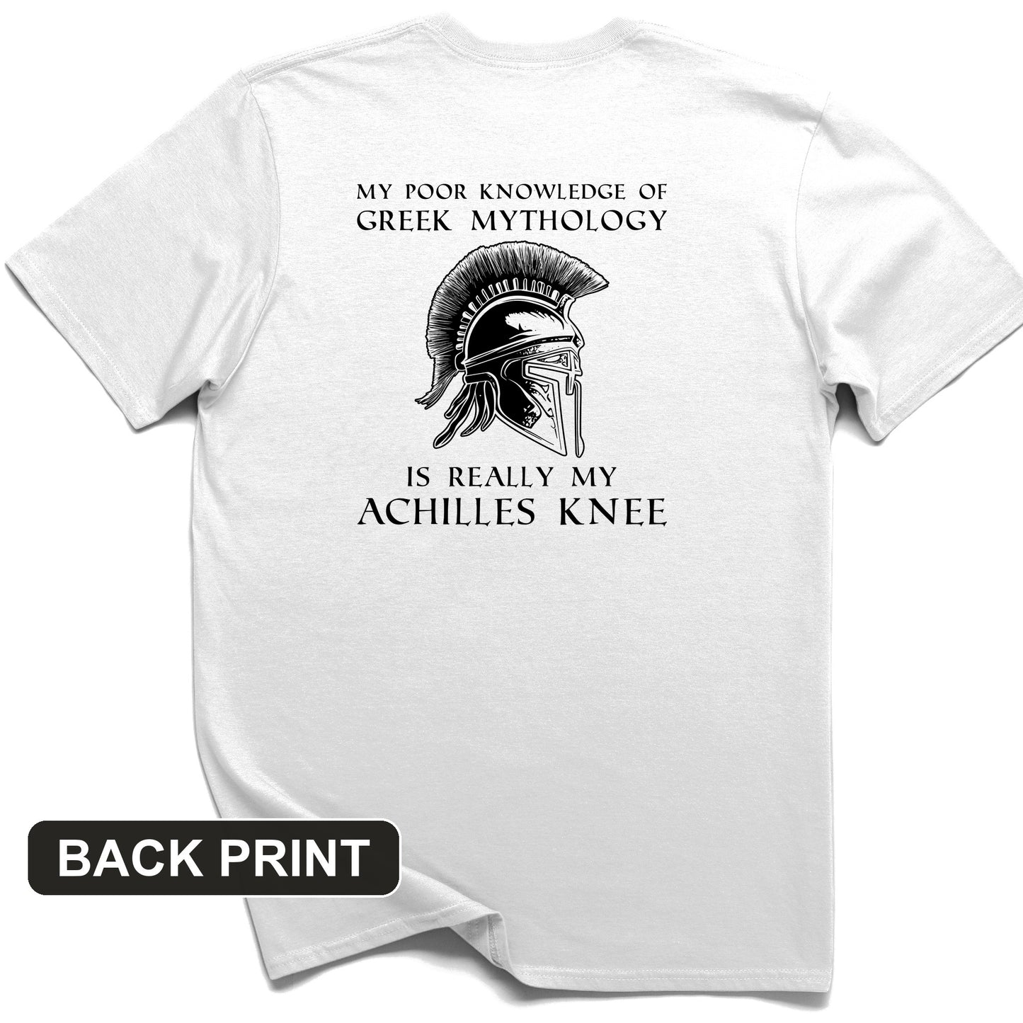Greek Mythology Achilles Knee Back Print T-Shirt