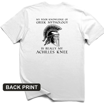 Greek Mythology Achilles Knee Back Print T-Shirt