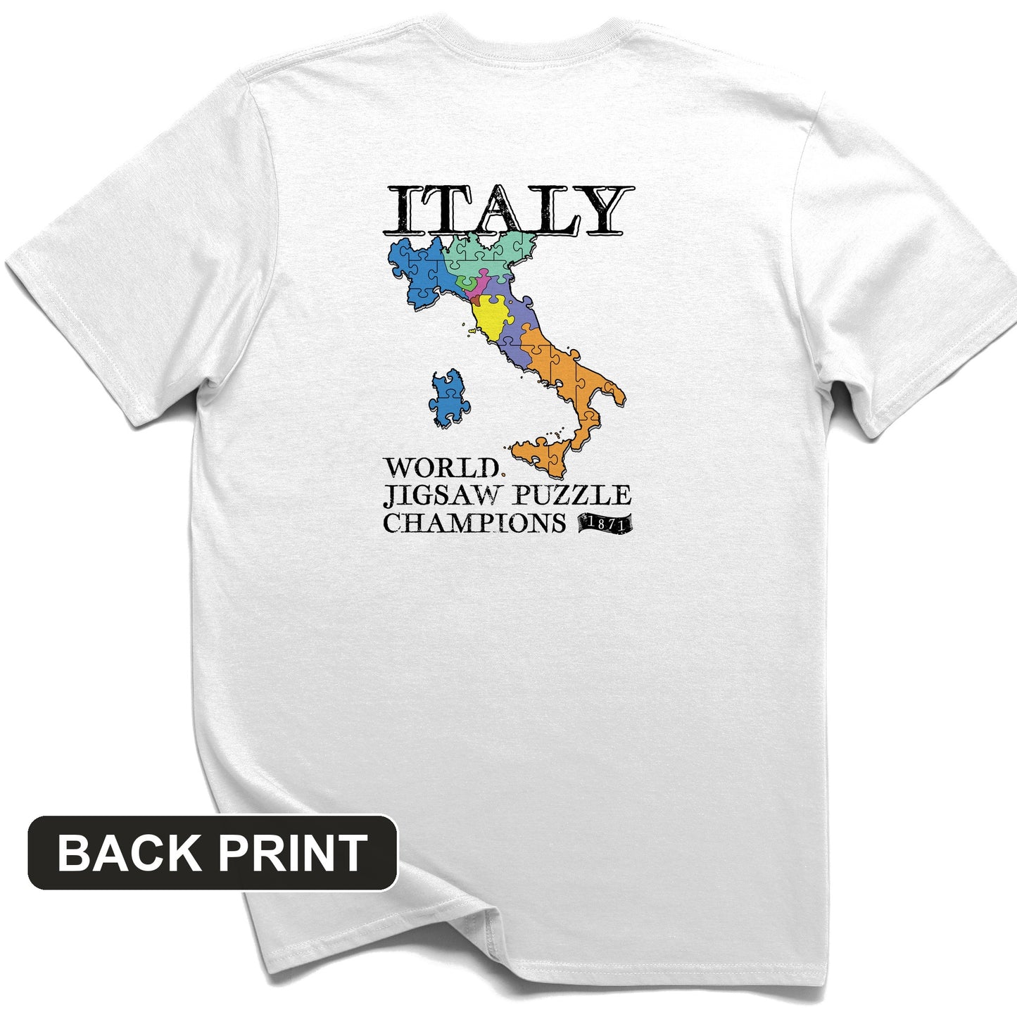 Italy Jigsaw Puzzle Back Print T-Shirt