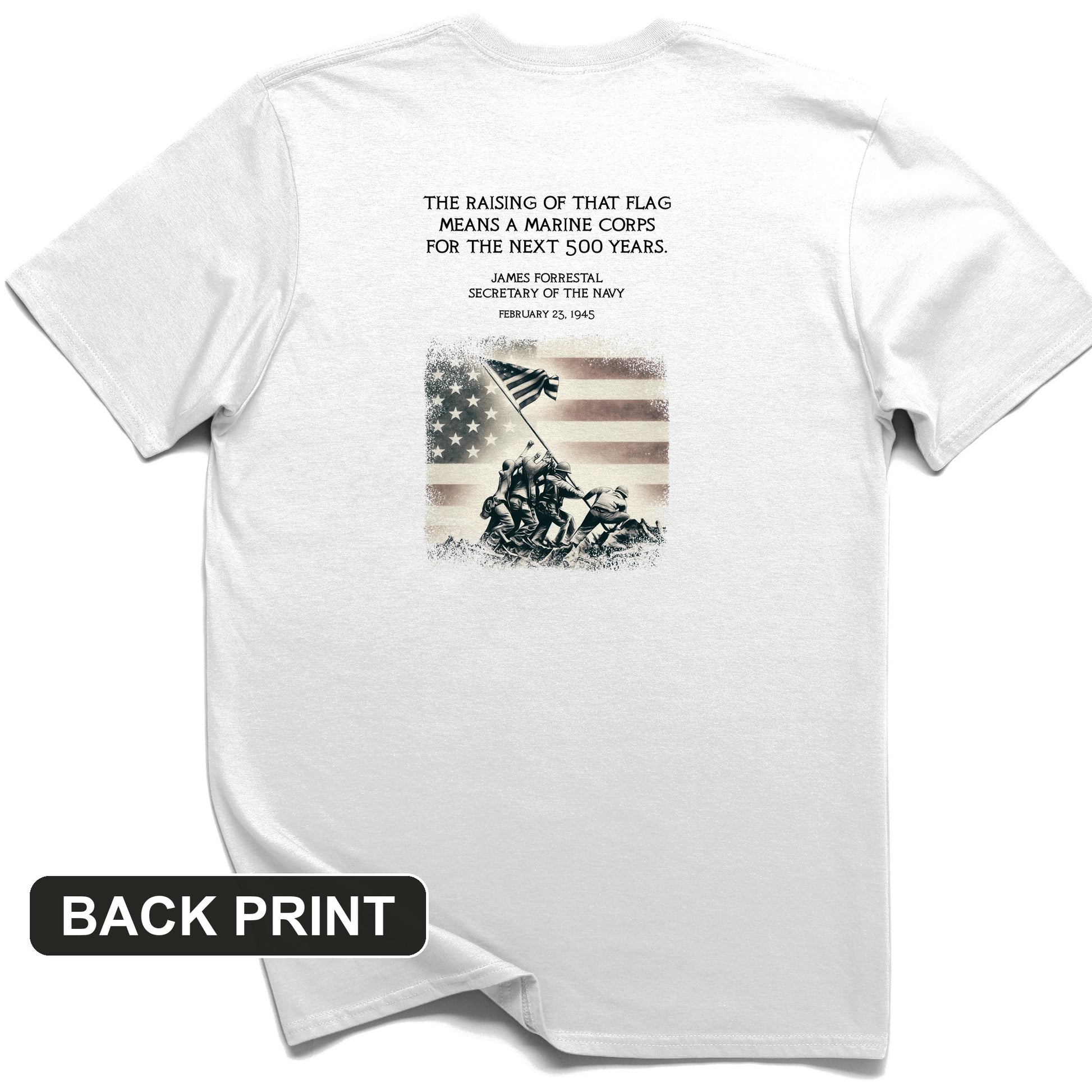 Iwo Jima Flag Back Print T-Shirt