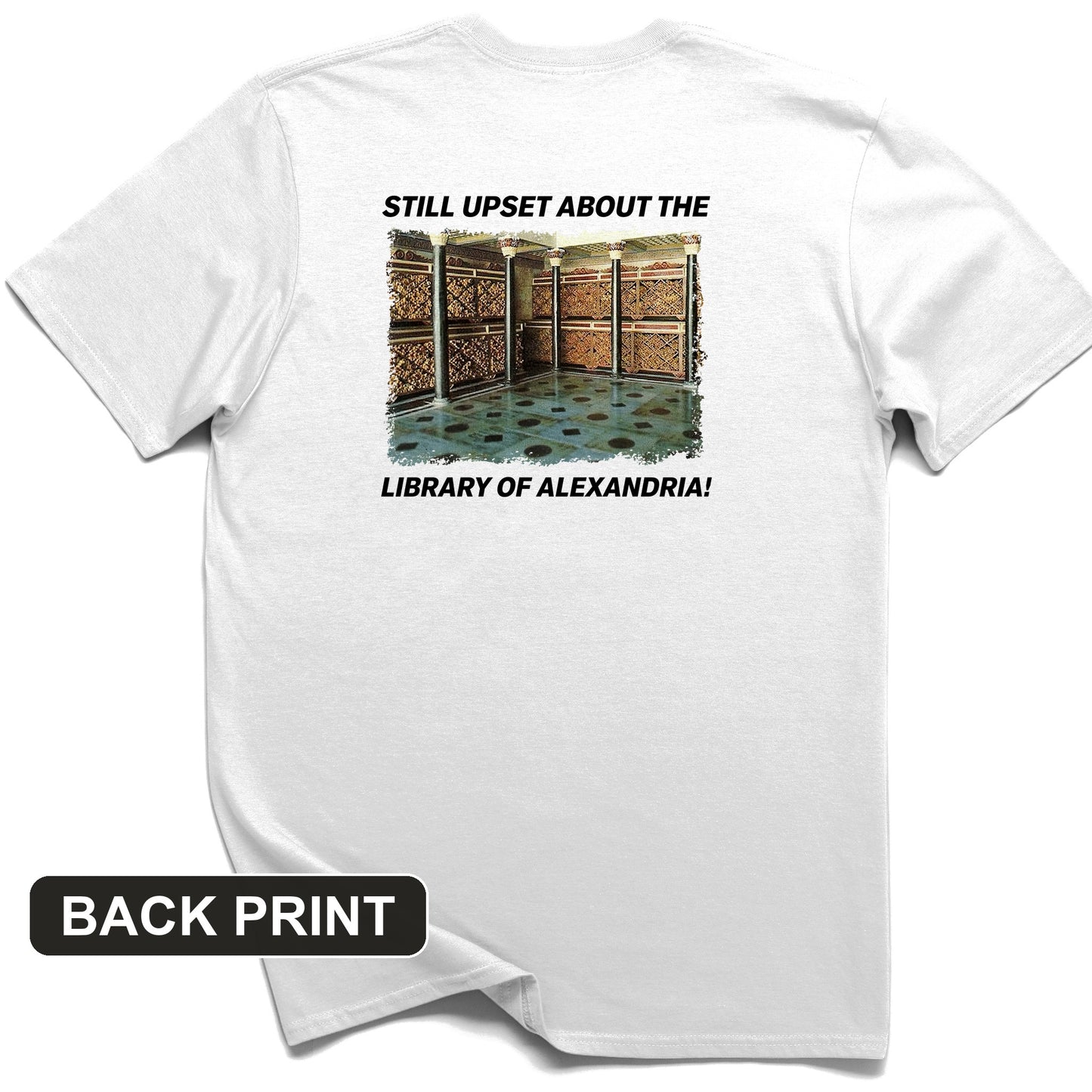 Library Of Alexandria Back Print T-Shirt