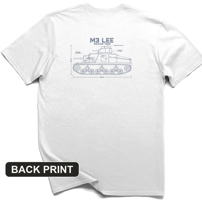 M3 Lee Blueprint Back Print T-Shirt