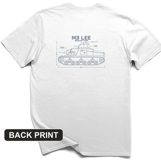 M3 Lee Blueprint Back Print T-Shirt