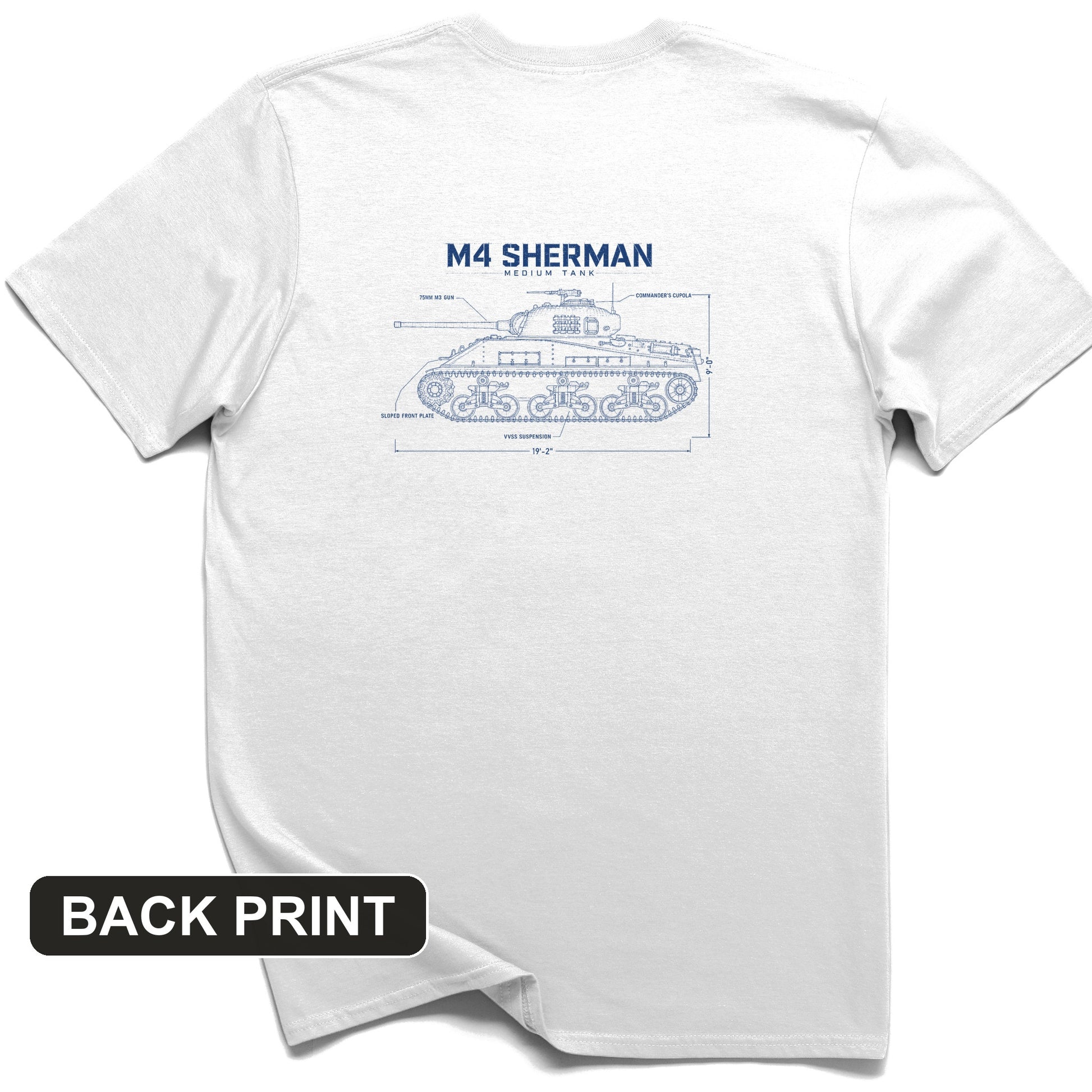M4 Sherman Blueprint Back Print T-Shirt