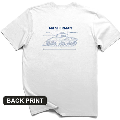 M4 Sherman Blueprint Back Print T-Shirt