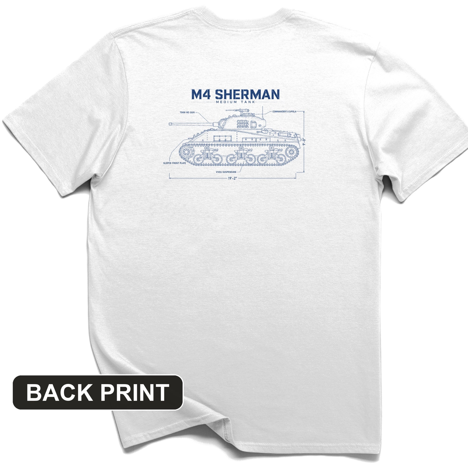 M4 Sherman Blueprint Back Print T-Shirt