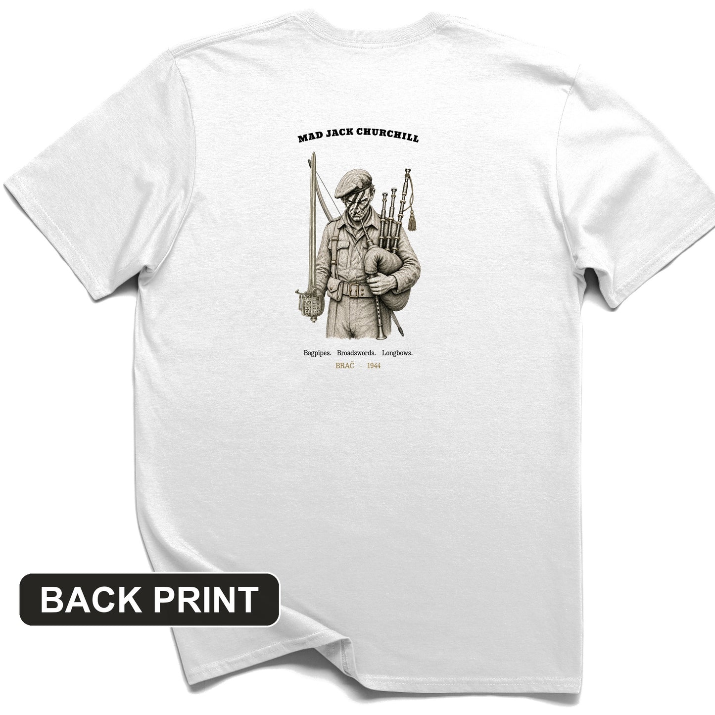 Mad Jack Churchill Back Print T-Shirt