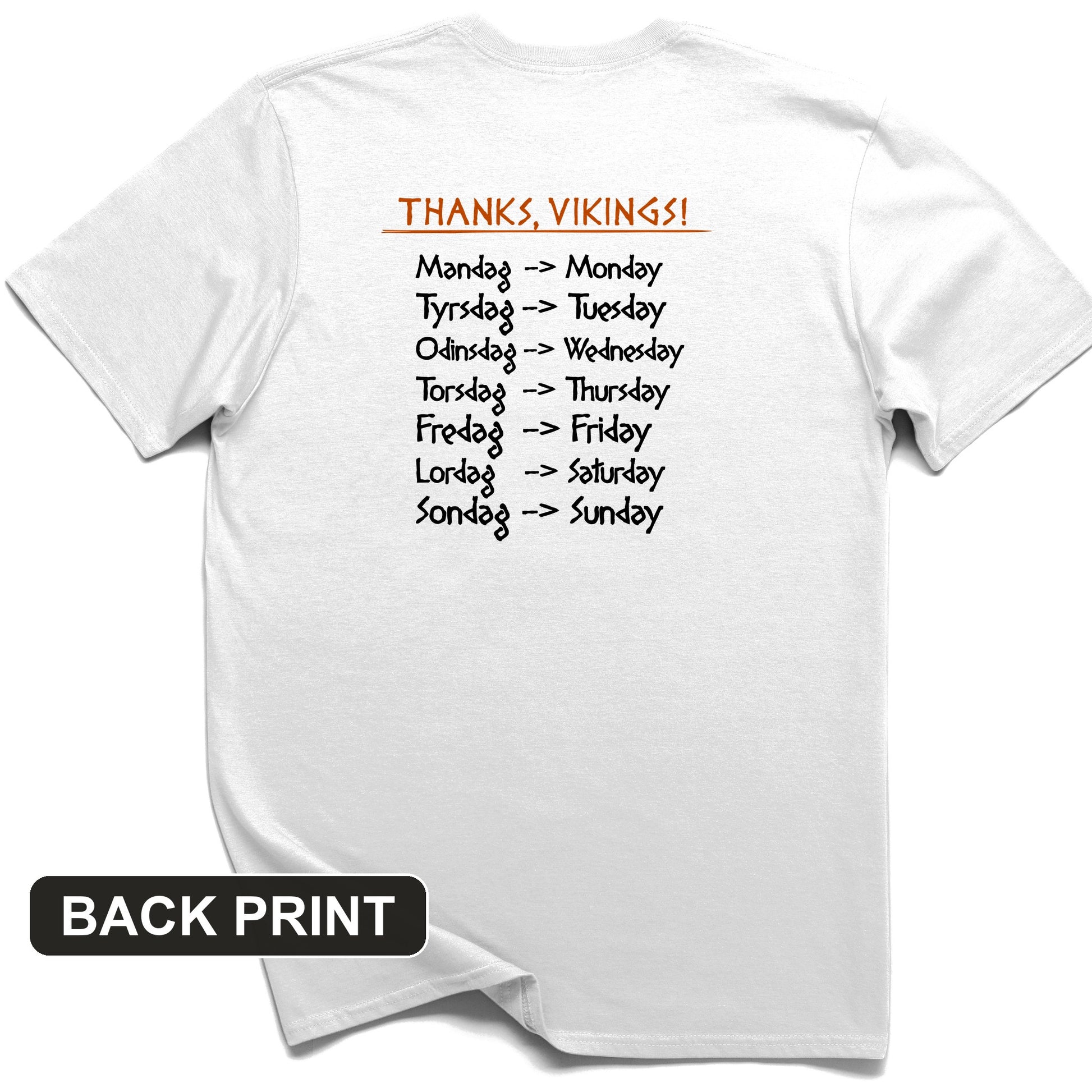 Nordic Gods Days Of The Week Back Print T-Shirt