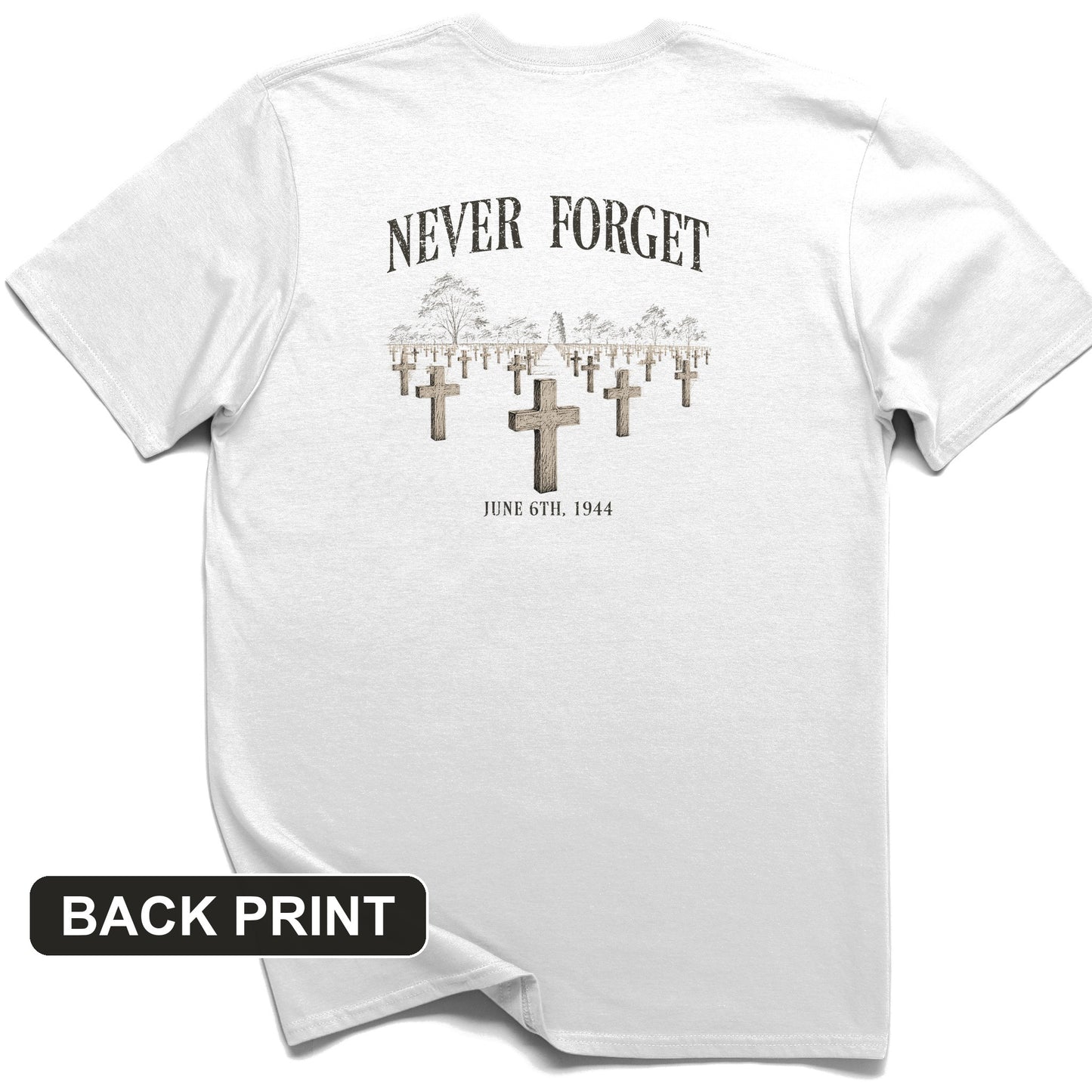 Omaha Cemetery Back Print T-Shirt